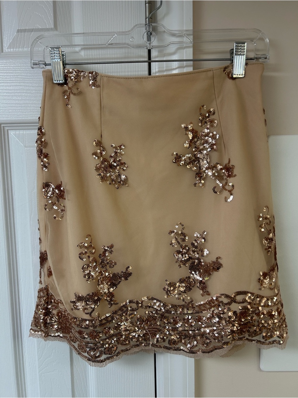 NWT Seek The Label Rose Gold Sequined Skirt Mini